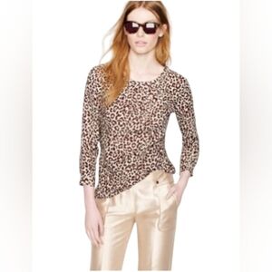 J. Crew 100% Linen EUC Animal Print Top Size 10